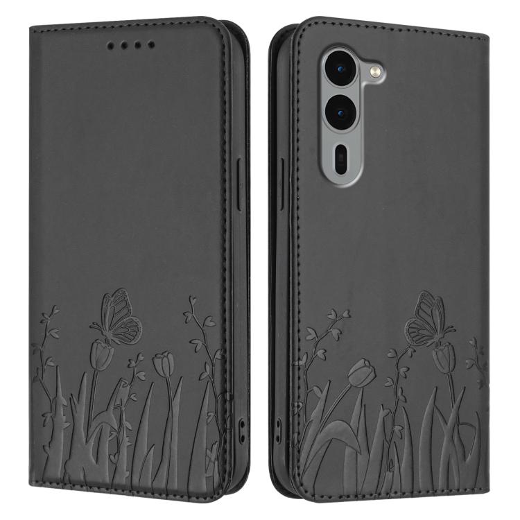 For Fujitsu Arrows We2 Plus Tulips Butterfly Pattern Magnetic Vegan Leather Phone Case