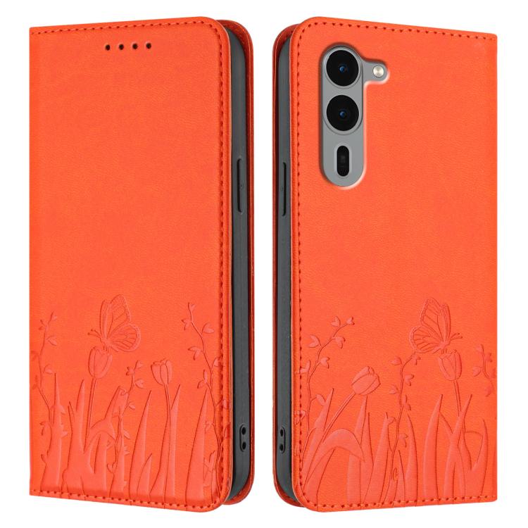 For Fujitsu Arrows We2 Plus Tulips Butterfly Pattern Magnetic Vegan Leather Phone Case