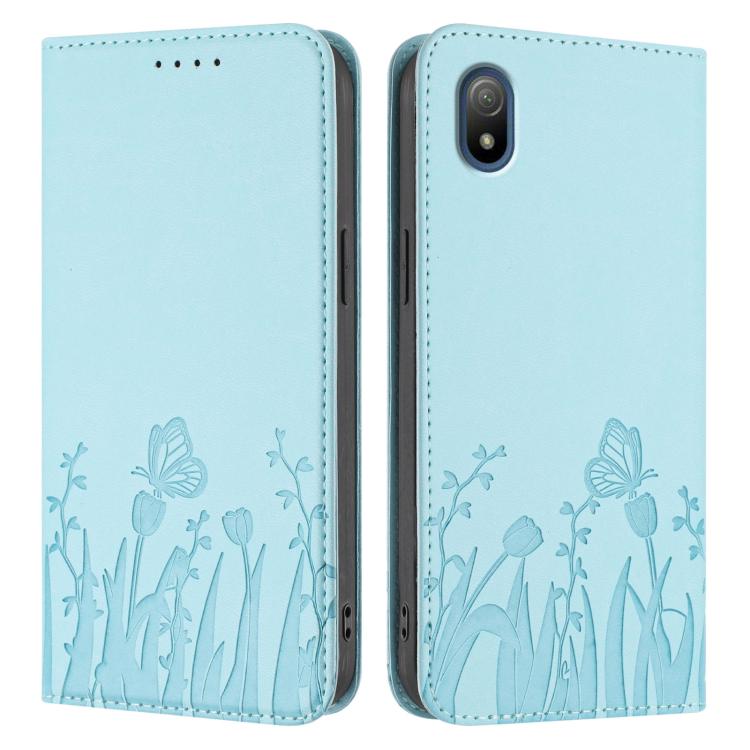 For Sony Xperia Ace III Tulips Butterfly Pattern Magnetic Vegan Leather Phone Case