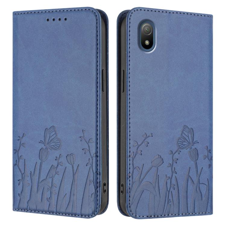 For Sony Xperia Ace III Tulips Butterfly Pattern Magnetic Vegan Leather Phone Case