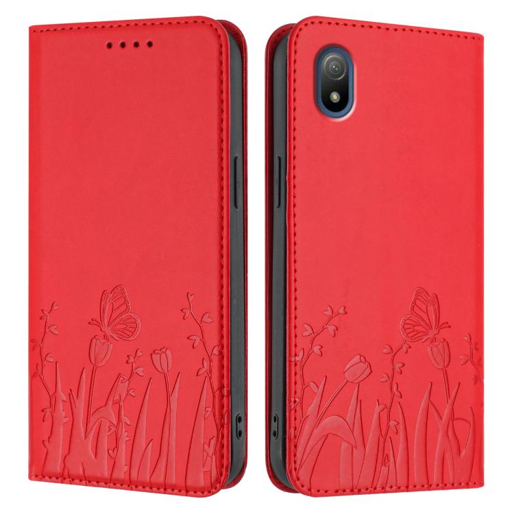 For Sony Xperia Ace III Tulips Butterfly Pattern Magnetic Vegan Leather Phone Case
