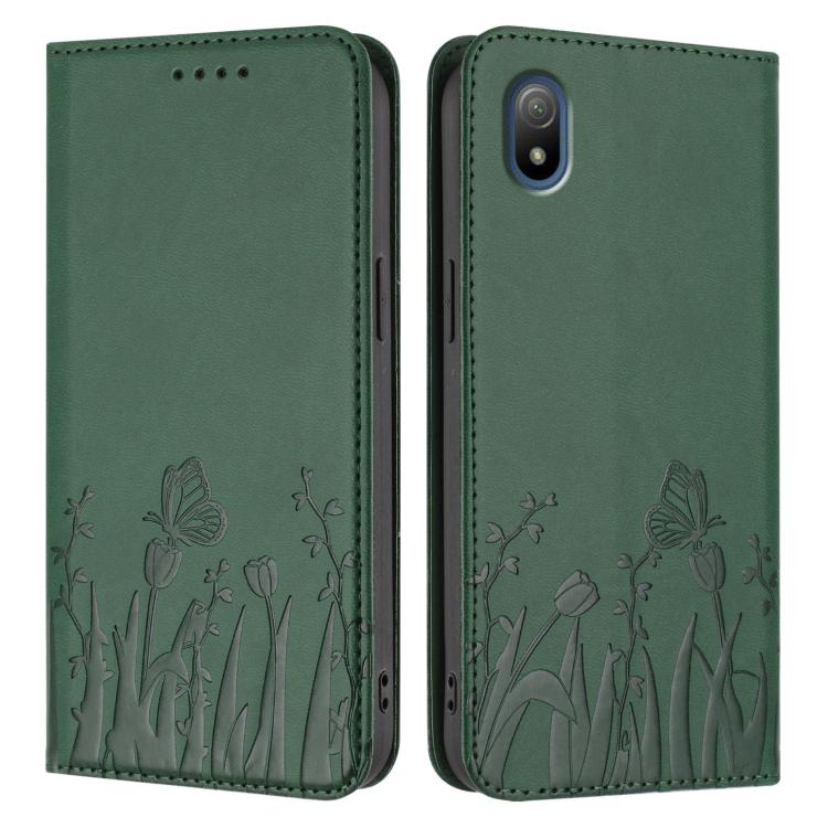 For Sony Xperia Ace III Tulips Butterfly Pattern Magnetic Vegan Leather Phone Case