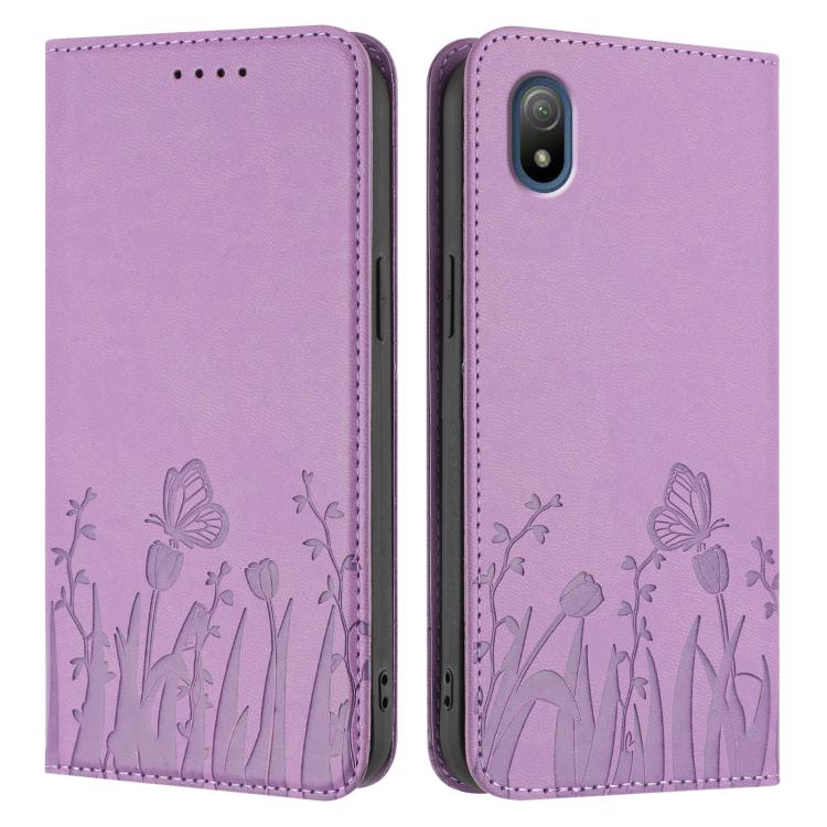For Sony Xperia Ace III Tulips Butterfly Pattern Magnetic Vegan Leather Phone Case