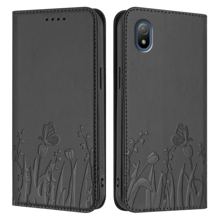 For Sony Xperia Ace III Tulips Butterfly Pattern Magnetic Vegan Leather Phone Case