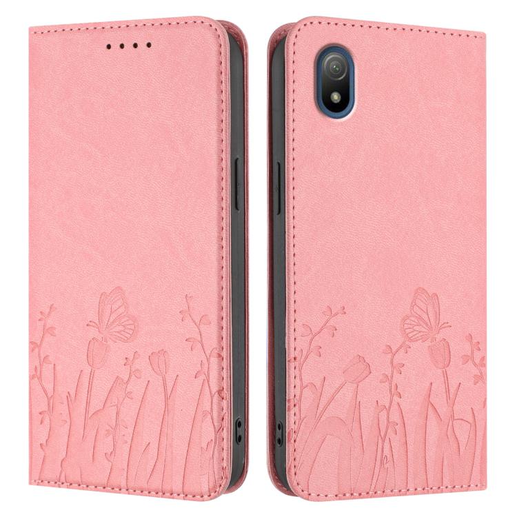 For Sony Xperia Ace III Tulips Butterfly Pattern Magnetic Vegan Leather Phone Case