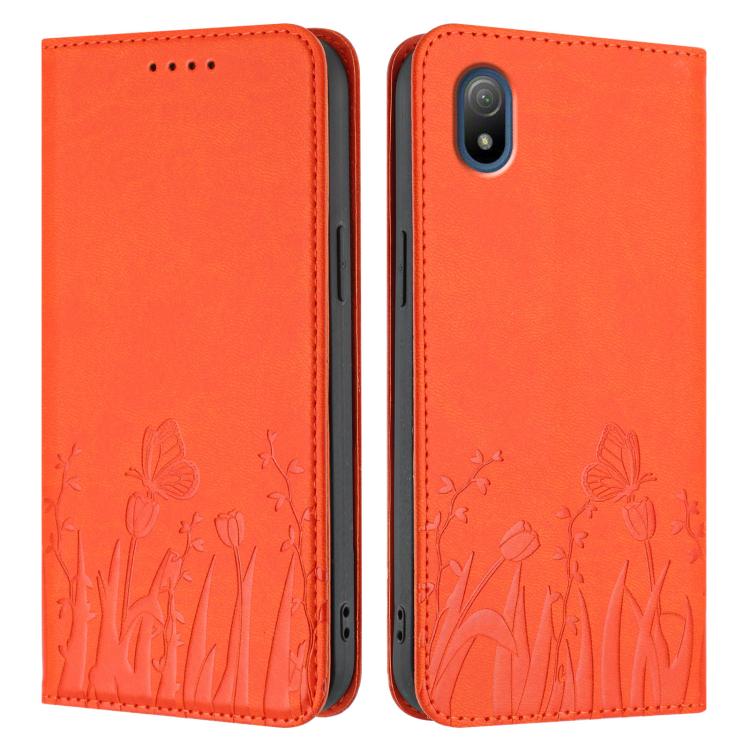 For Sony Xperia Ace III Tulips Butterfly Pattern Magnetic Vegan Leather Phone Case