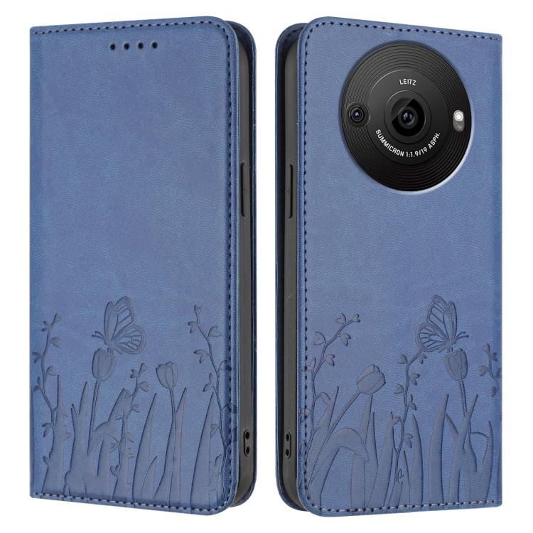 For Sharp Aquos R8 Pro Tulips Butterfly Pattern Magnetic Vegan Leather Phone Case