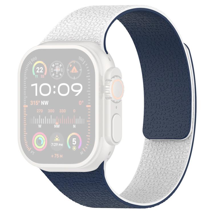 For Apple Watch 42 / 44 / 45 / 46 / 49mm xDfind Color-blocking Litchi Texture Magnetic Silicone Watch Band