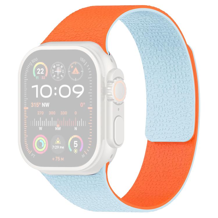 For Apple Watch 42 / 44 / 45 / 46 / 49mm xDfind Color-blocking Litchi Texture Magnetic Silicone Watch Band