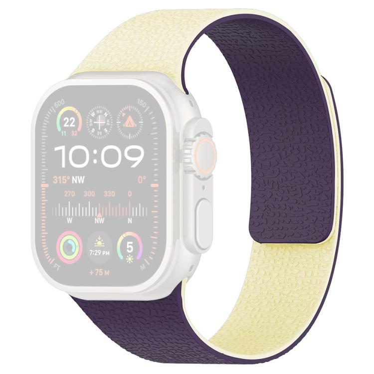 For Apple Watch 42 / 44 / 45 / 46 / 49mm xDfind Color-blocking Litchi Texture Magnetic Silicone Watch Band