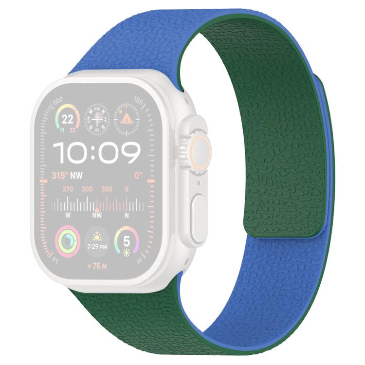 For Apple Watch 42 / 44 / 45 / 46 / 49mm xDfind Color-blocking Litchi Texture Magnetic Silicone Watch Band