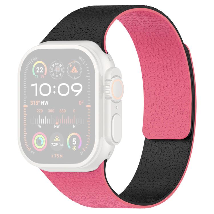 For Apple Watch 42 / 44 / 45 / 46 / 49mm xDfind Color-blocking Litchi Texture Magnetic Silicone Watch Band