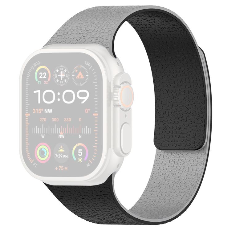 For Apple Watch 42 / 44 / 45 / 46 / 49mm xDfind Color-blocking Litchi Texture Magnetic Silicone Watch Band