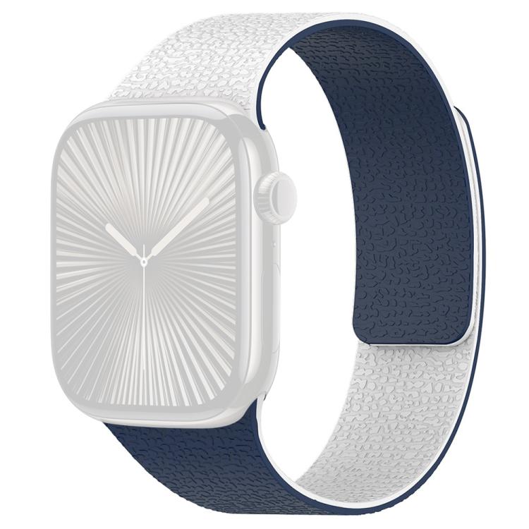 For Apple Watch 38 / 40 / 41 / S11 42mm xDfind Color-blocking Litchi Texture Magnetic Silicone Watch Band