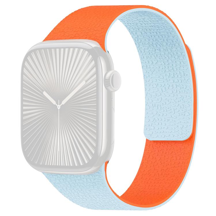 For Apple Watch 38 / 40 / 41 / S11 42mm xDfind Color-blocking Litchi Texture Magnetic Silicone Watch Band