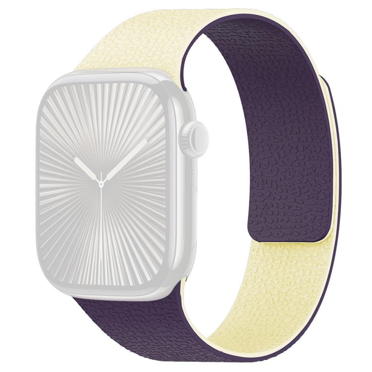 For Apple Watch 38 / 40 / 41 / S11 42mm xDfind Color-blocking Litchi Texture Magnetic Silicone Watch Band