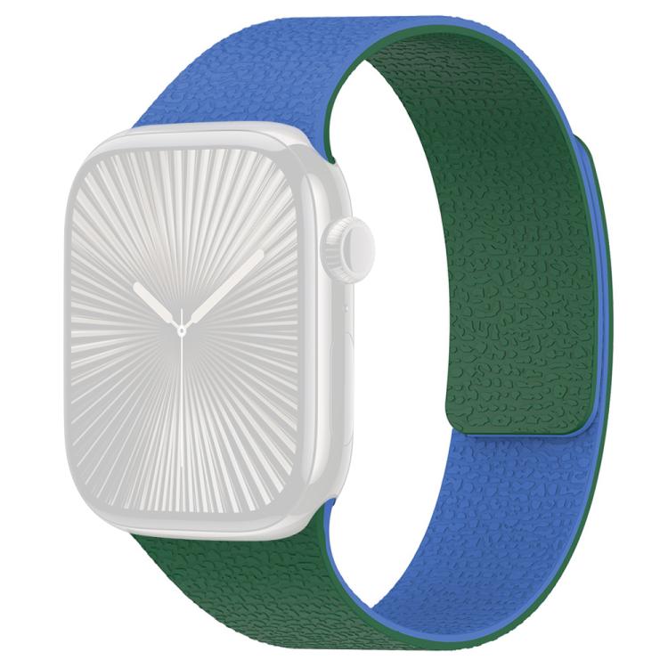 For Apple Watch 38 / 40 / 41 / S11 42mm xDfind Color-blocking Litchi Texture Magnetic Silicone Watch Band