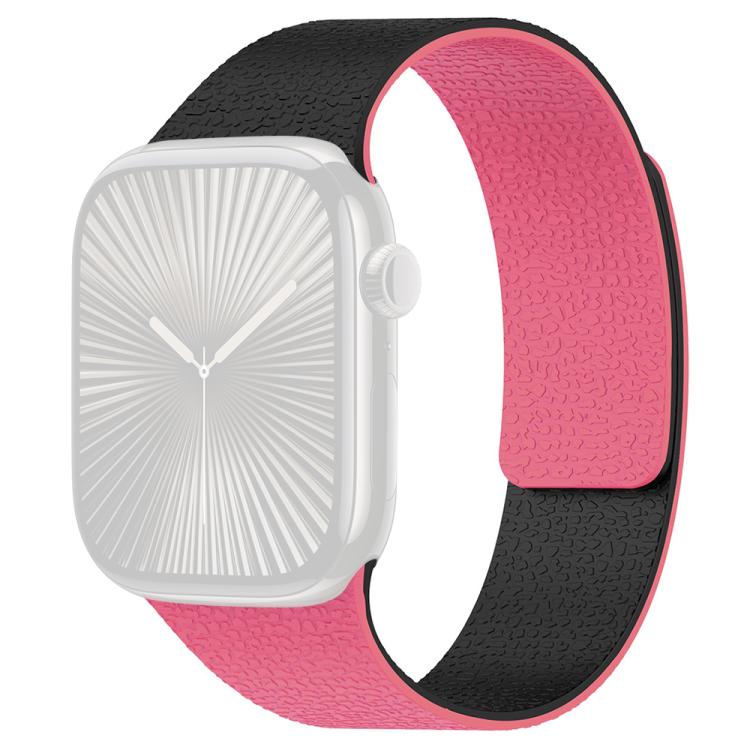 For Apple Watch 38 / 40 / 41 / S11 42mm xDfind Color-blocking Litchi Texture Magnetic Silicone Watch Band