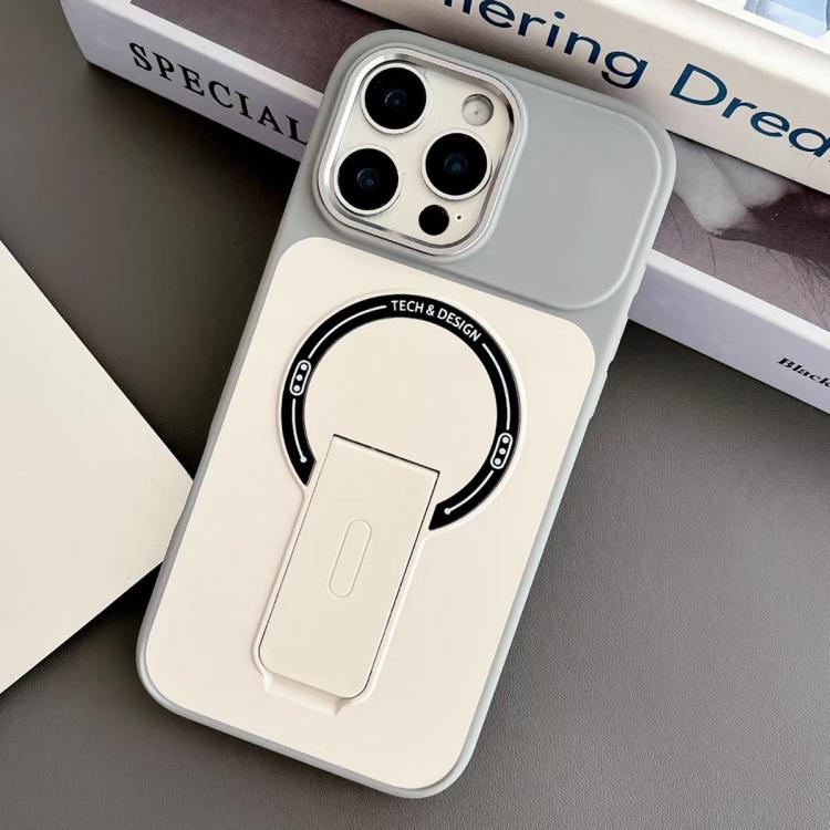 For iPhone 16 Pro Skin-Feel TPU Hybrid PC Magnetic Phone Case with Kickstand