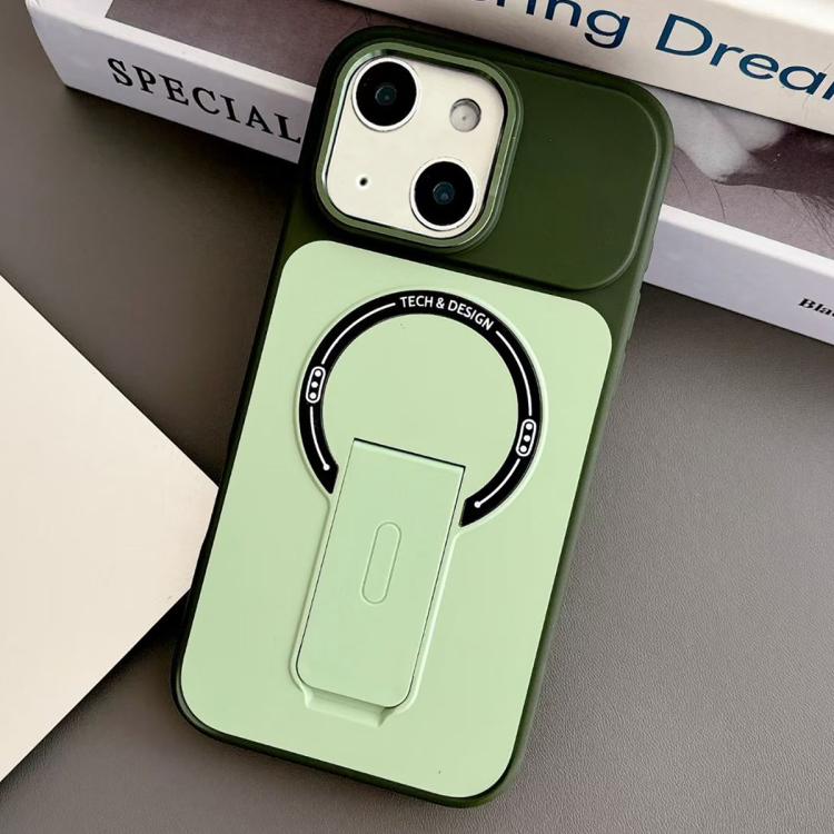 For iPhone 14 Skin-Feel TPU Hybrid PC Magnetic Phone Case with Kickstand