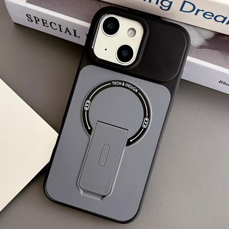 For iPhone 13 Skin-Feel TPU Hybrid PC Magnetic Phone Case with Kickstand