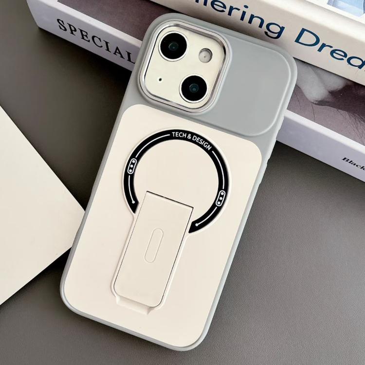 For iPhone 13 Skin-Feel TPU Hybrid PC Magnetic Phone Case with Kickstand