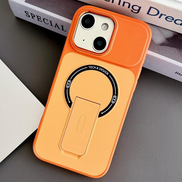 For iPhone 13 Skin-Feel TPU Hybrid PC Magnetic Phone Case with Kickstand