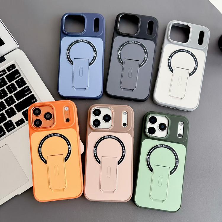 For iPhone 13 Skin-Feel TPU Hybrid PC Magnetic Phone Case with Kickstand