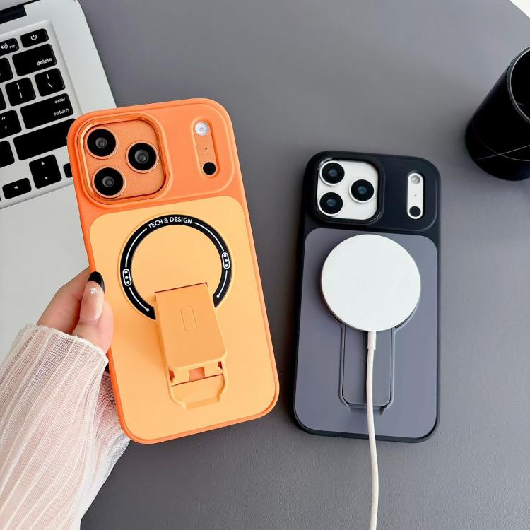 For iPhone 14 Pro Max Skin-Feel TPU Hybrid PC Magnetic Phone Case with Kickstand