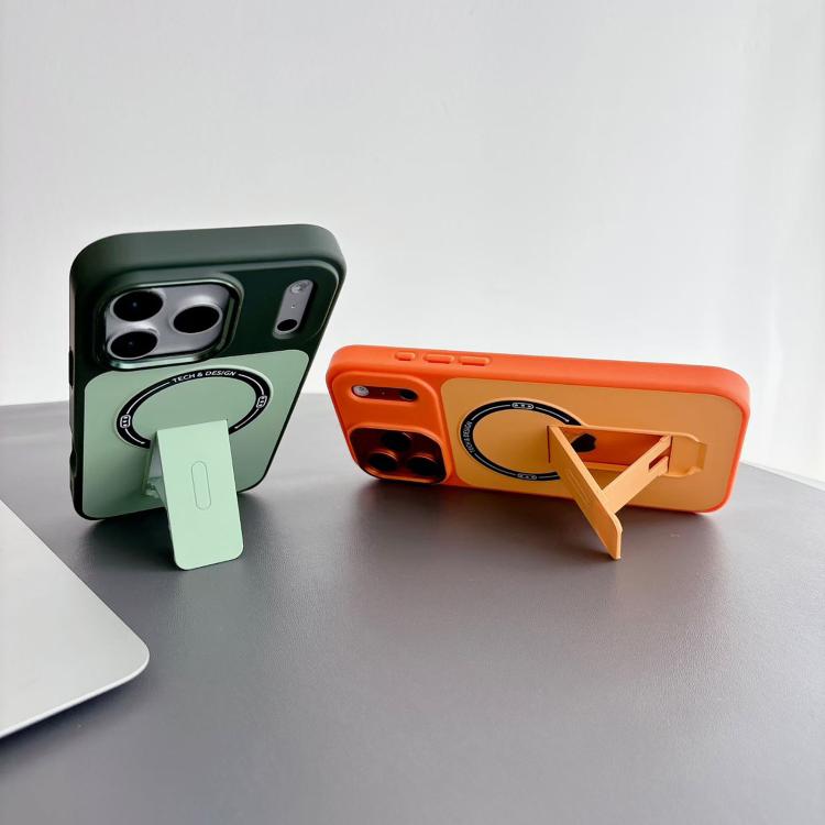 For iPhone 14 Skin-Feel TPU Hybrid PC Magnetic Phone Case with Kickstand