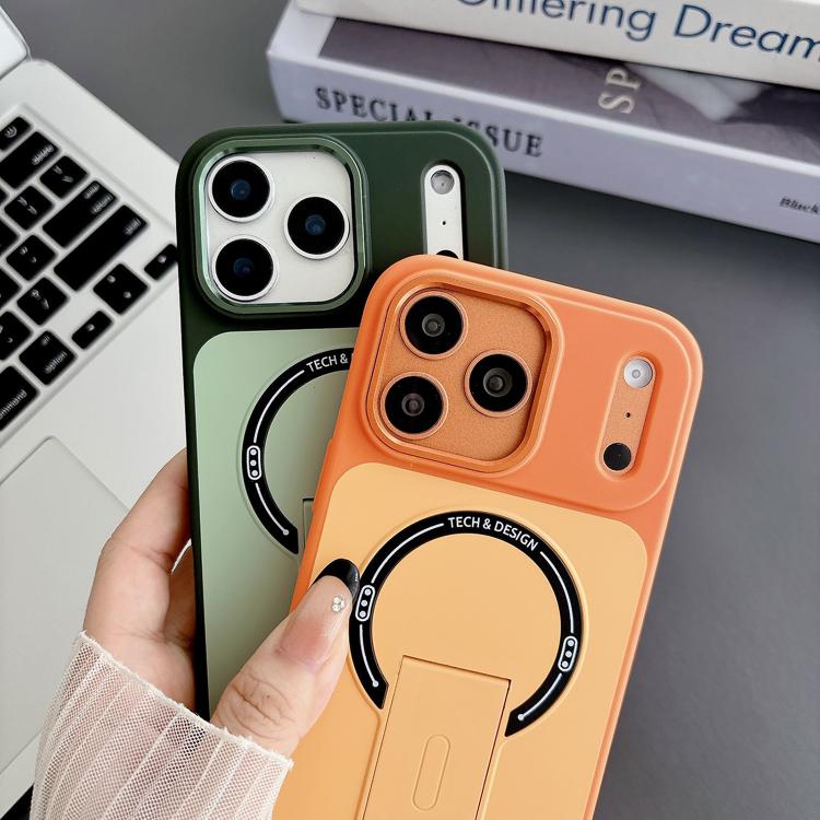 For iPhone 13 Pro Skin-Feel TPU Hybrid PC Magnetic Phone Case with Kickstand