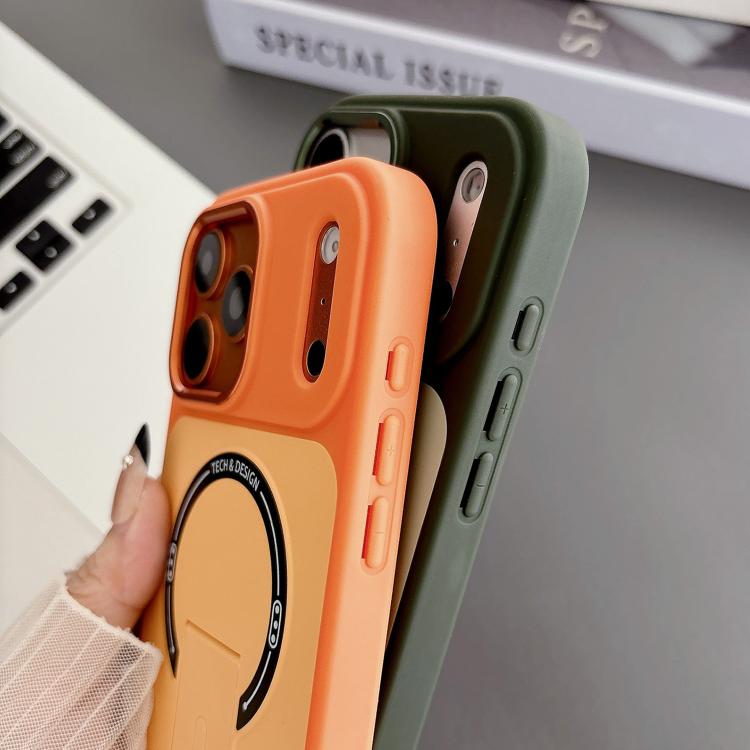 For iPhone 16 Skin-Feel TPU Hybrid PC Magnetic Phone Case with Kickstand