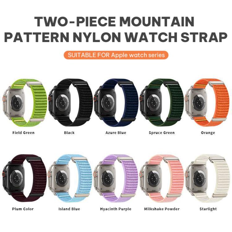 For Apple Watch 38 / 40 / 41 / S11 42mm xDfind Two-section Mountain Pattern Nylon Watch Band