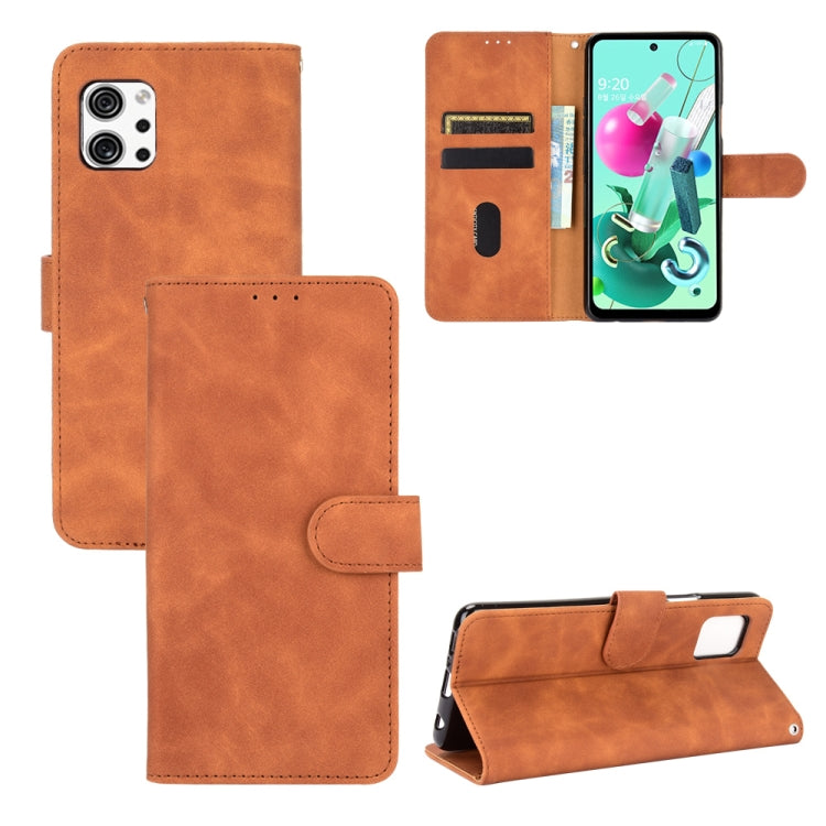 For LG Q92 5G Solid Color Skin Feel Magnetic Buckle Horizontal Flip Calf Texture PU Leather Case with Holder & Card Slots & Wallet