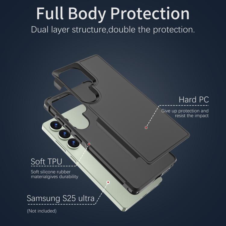 For Samsung Galaxy S25 Ultra 5G RedPepper Armor PC Hybrid TPU Phone Case - Black