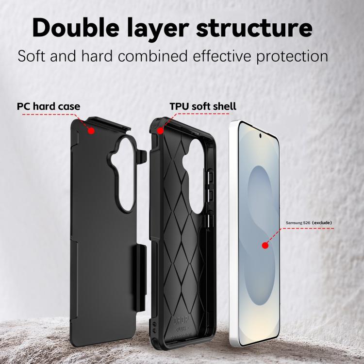 For Samsung Galaxy S26 5G RedPepper Armor PC Hybrid TPU Phone Case - Black