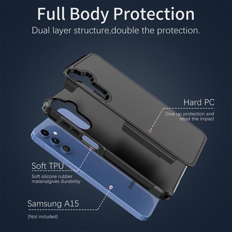 For Samsung Galaxy A15 4G / 5G RedPepper Armor PC Hybrid TPU Phone Case - Black