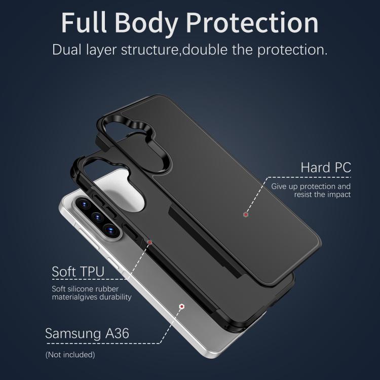 For Samsung Galaxy A36 5G RedPepper Armor PC Hybrid TPU Phone Case - Black