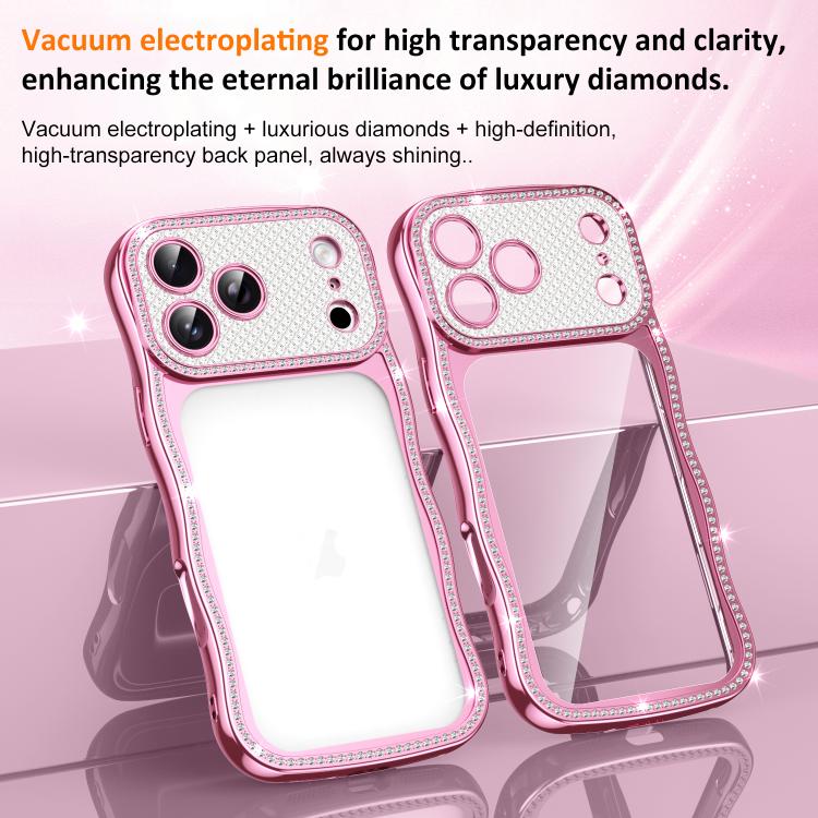 For iPhone 17 Pro Max Wave Twisting Star Diamond Shockproof Electroplate TPU Phone Case