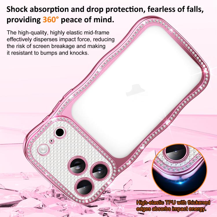 For iPhone 17 Pro Max Wave Twisting Star Diamond Shockproof Electroplate TPU Phone Case