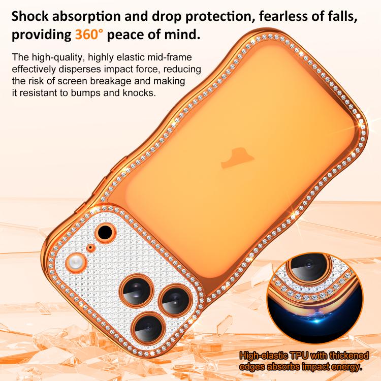 For iPhone 17 Pro Max Wave Twisting Star Diamond Shockproof Electroplate TPU Phone Case