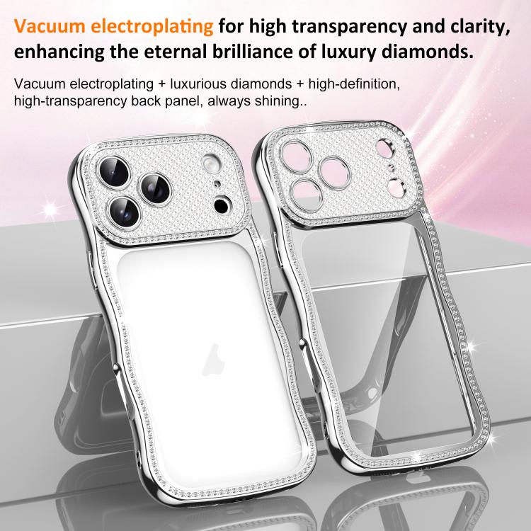 For iPhone 17 Pro Max Wave Twisting Star Diamond Shockproof Electroplate TPU Phone Case