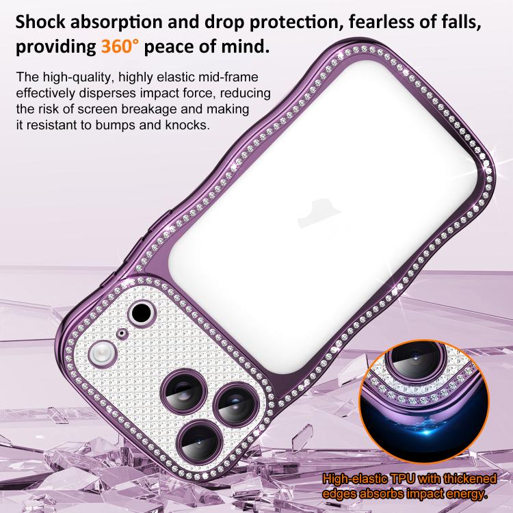 For iPhone 17 Pro Max Wave Twisting Star Diamond Shockproof Electroplate TPU Phone Case