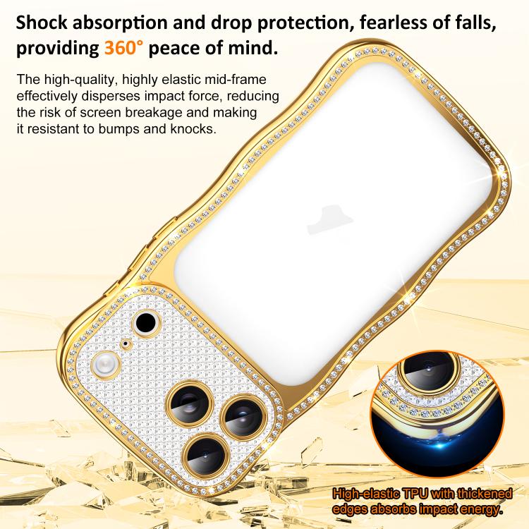 For iPhone 17 Pro Wave Twisting Star Diamond Shockproof Electroplate TPU Phone Case
