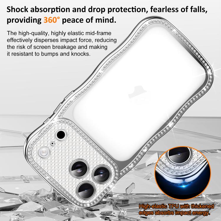 For iPhone 17 Pro Wave Twisting Star Diamond Shockproof Electroplate TPU Phone Case