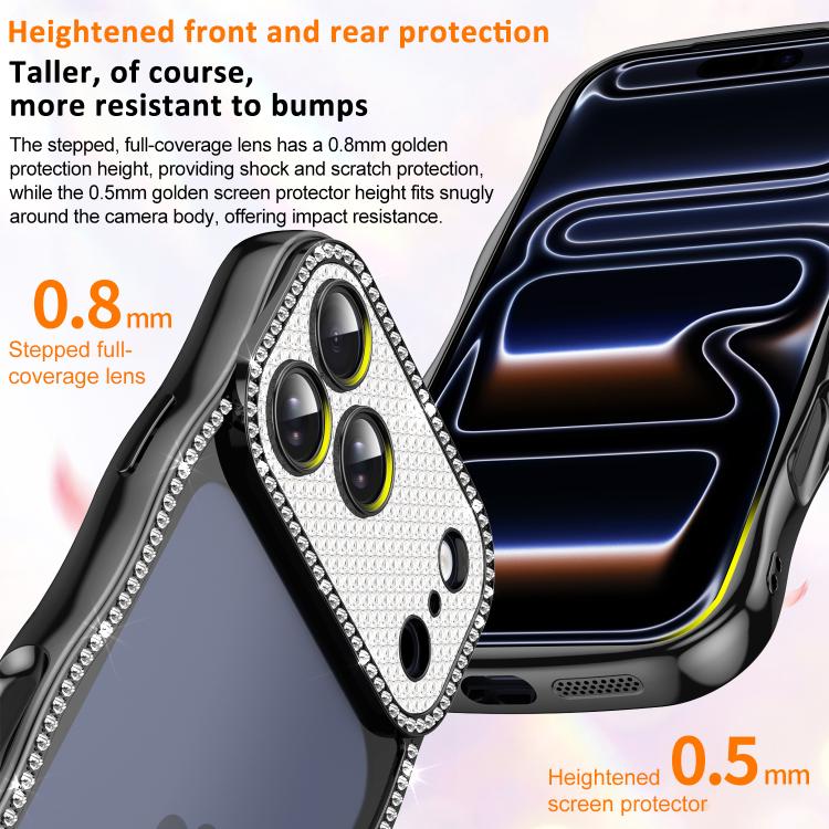 For iPhone 17 Pro Wave Twisting Star Diamond Shockproof Electroplate TPU Phone Case