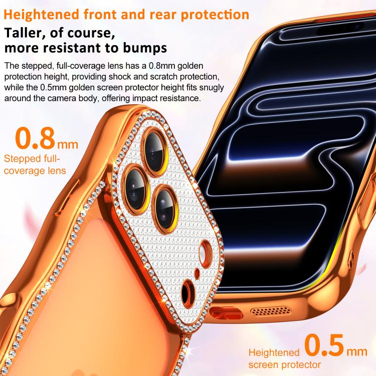 For iPhone 17 Wave Twisting Star Diamond Shockproof Electroplate TPU Phone Case