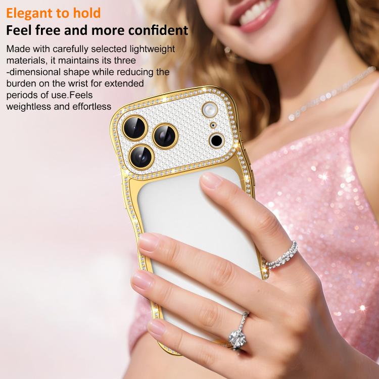 For iPhone 17 Wave Twisting Star Diamond Shockproof Electroplate TPU Phone Case