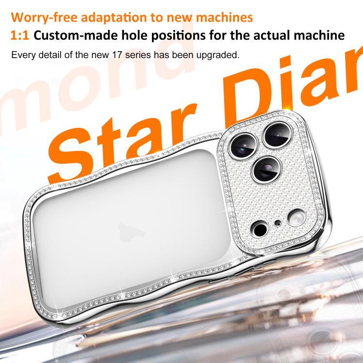 For iPhone 17 Wave Twisting Star Diamond Shockproof Electroplate TPU Phone Case