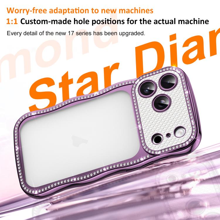 For iPhone 17 Wave Twisting Star Diamond Shockproof Electroplate TPU Phone Case